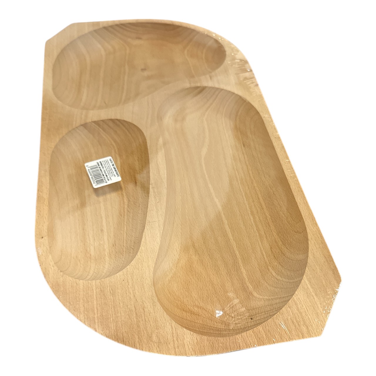 Platou lemn traditional pentru servire, oval 3 compartimente