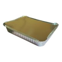 Tava aluminiu unica folosinta cu capac 22X16X4 cm, set 10 bucati