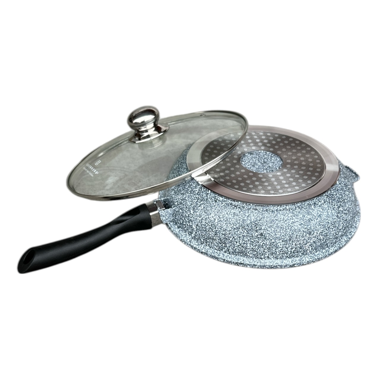 Tigaie aluminiu granit Edenberg cu capac sticla, 24 cm - imagine 2