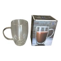 Cana sticla dubla, transparenta de cafea, 450 ml