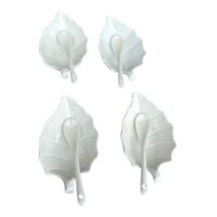 Sosiere ceramica model frunza cu lingurite, alb, 4 bucati