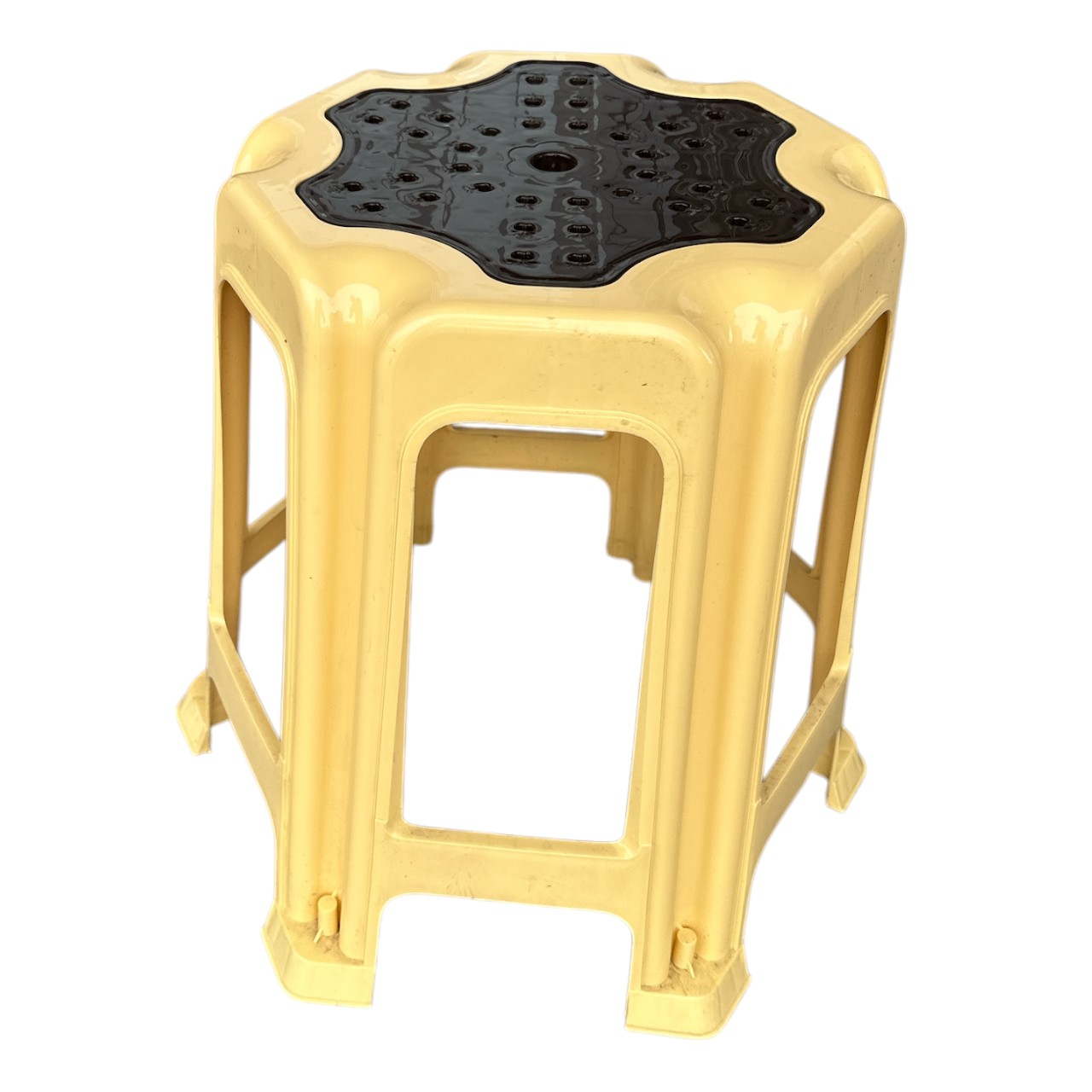 Taburet de gradina din plastic, hexagonal, 34.5×47 cm