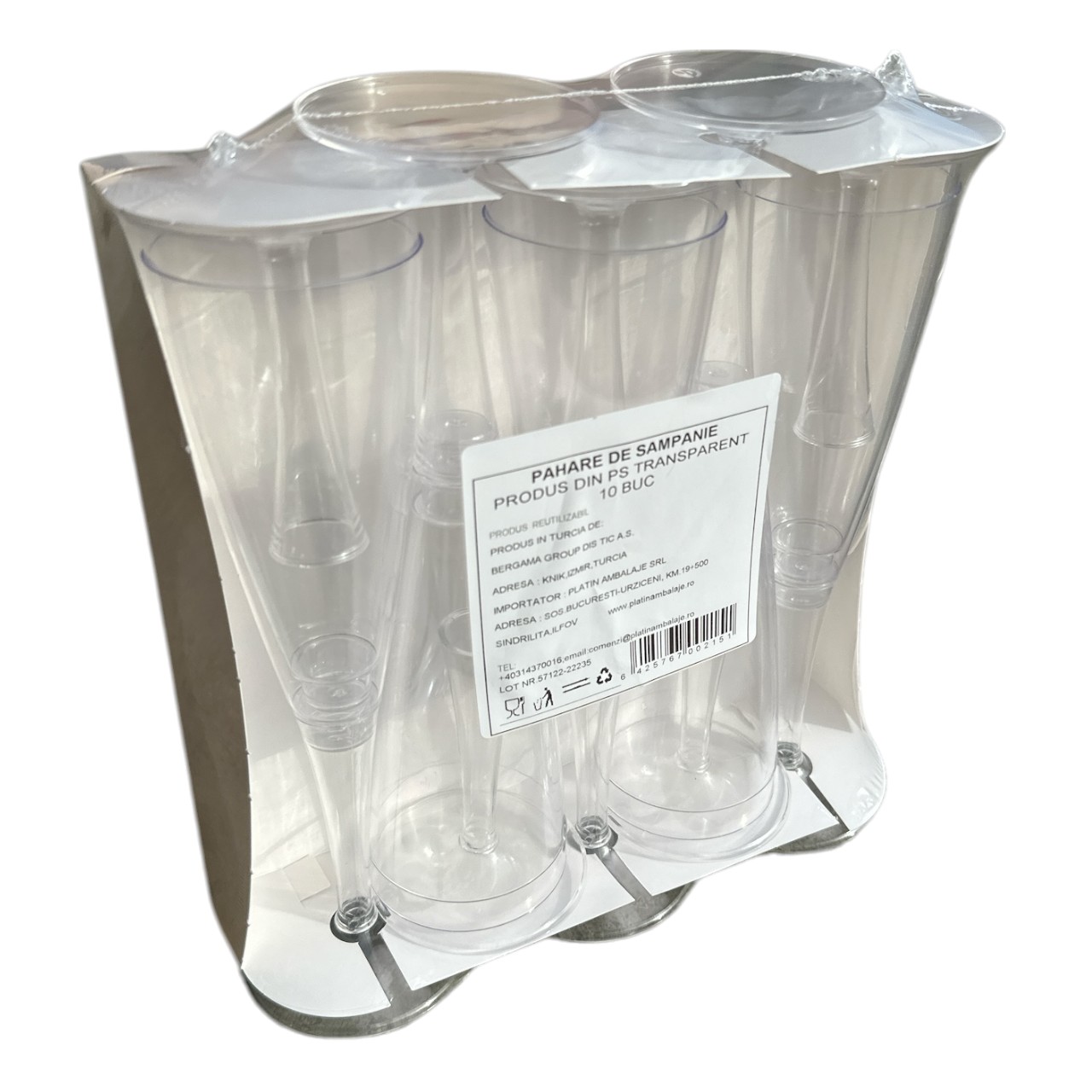 Pahare sampanie din plastic, conice, 160 ml 10 bucati - imagine 3