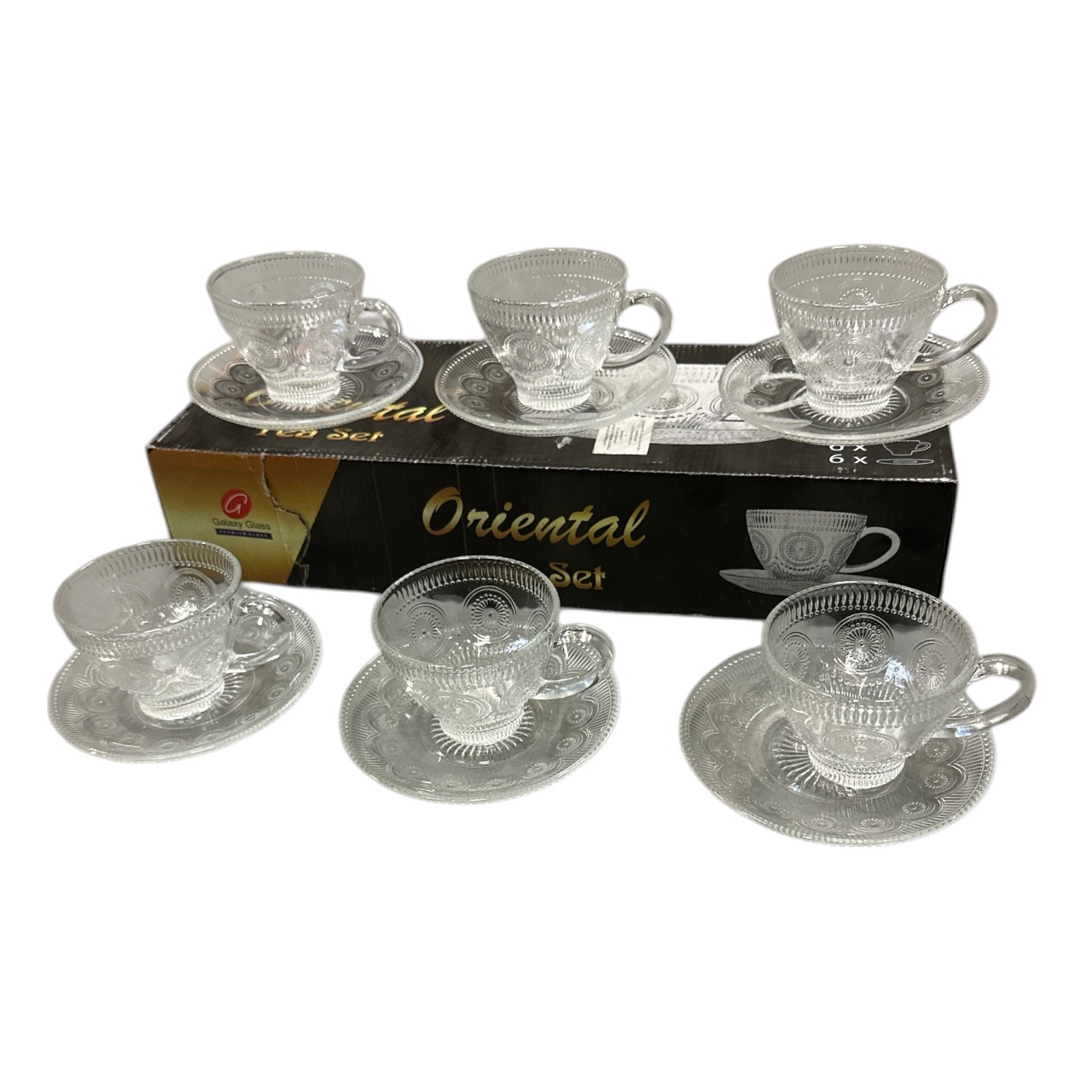 Cesti de cafea cu farfurii, sticla set 6 bucati - imagine 2