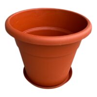 Ghiveci Plastic (Mare) 64 litri (Nr 10) cu farfurie, Caramiziu