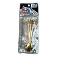 Lingurite inox aurii model frunze, 6 bucati