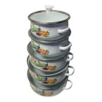 Cratite emailate cu capac sticla, set 5 bucati