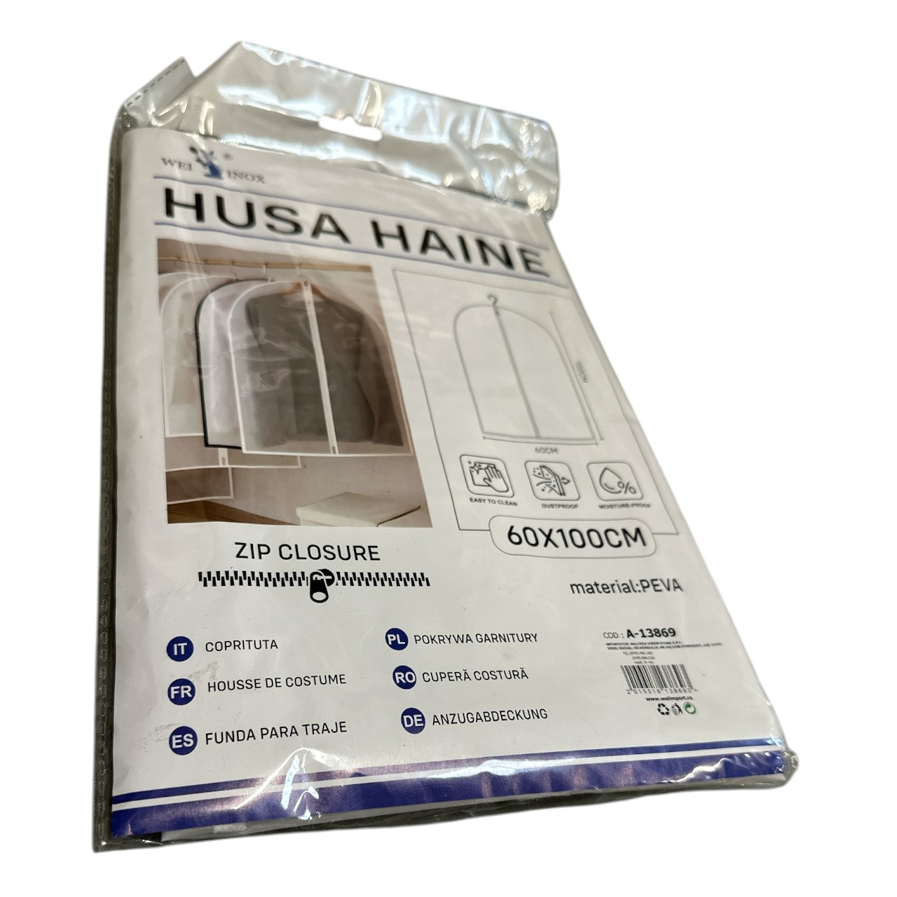 Husa protectie haine cu fermoar 60x100 cm - imagine 2