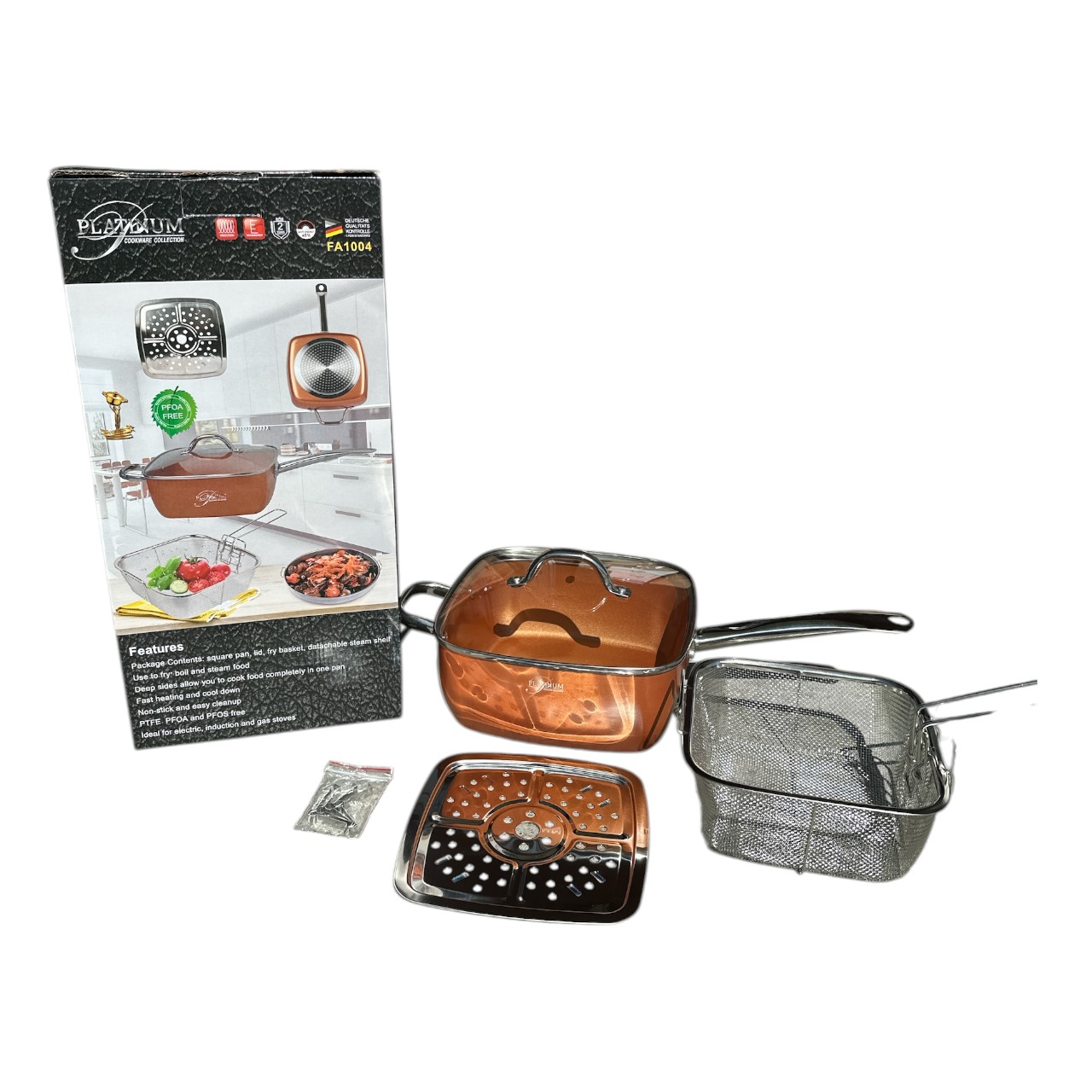 Platinum Tigaie multifunctionala cu capac, patrata 24x9.5 cm - imagine 2