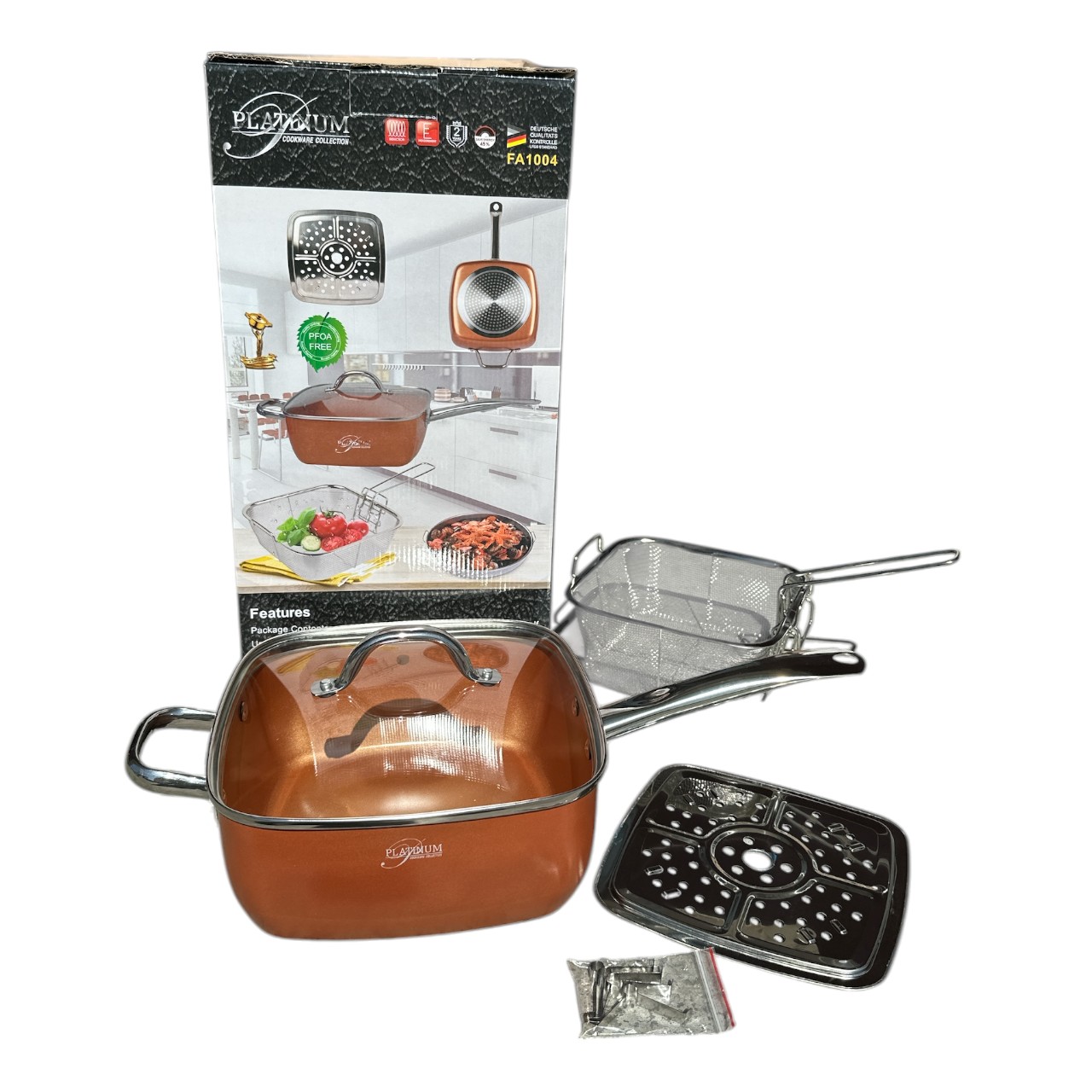 Platinum Tigaie multifunctionala cu capac, patrata 24x9.5 cm