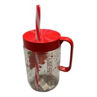 Cana sticla 660 ml cu pai, capac si toarta