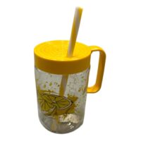 Cana sticla 660 ml cu pai, capac si toarta