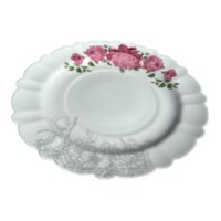 Platou (Rotund) din Opal, Alb Model Floral, 27 cm