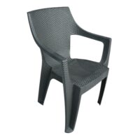 Scaun plastic imitatie ratan de gradina (Gri) set 4 bucati