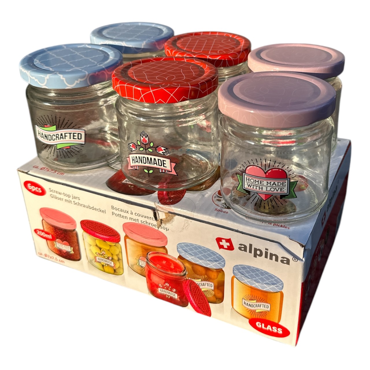 Set 6 borcane sticla cu capac, 200 ml transparente - imagine 2