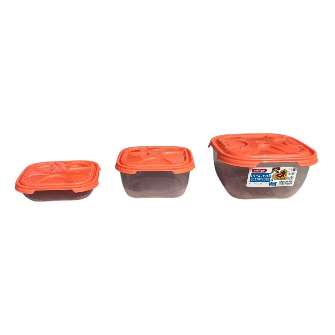 Set cutii alimente cu capac, patrate, Fresco 0.55 L+1.1 L+2.1 L - imagine 4