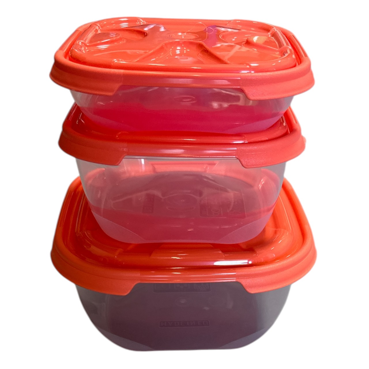 Set cutii alimente cu capac, patrate, Fresco 0.55 L+1.1 L+2.1 L