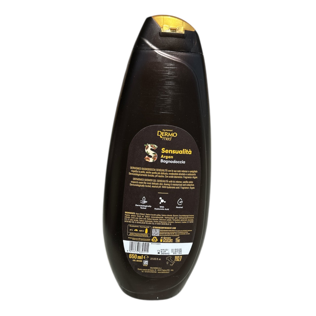 Gel de dus acid hialuronic si ulei de argan Dermomed 650 ml - imagine 2