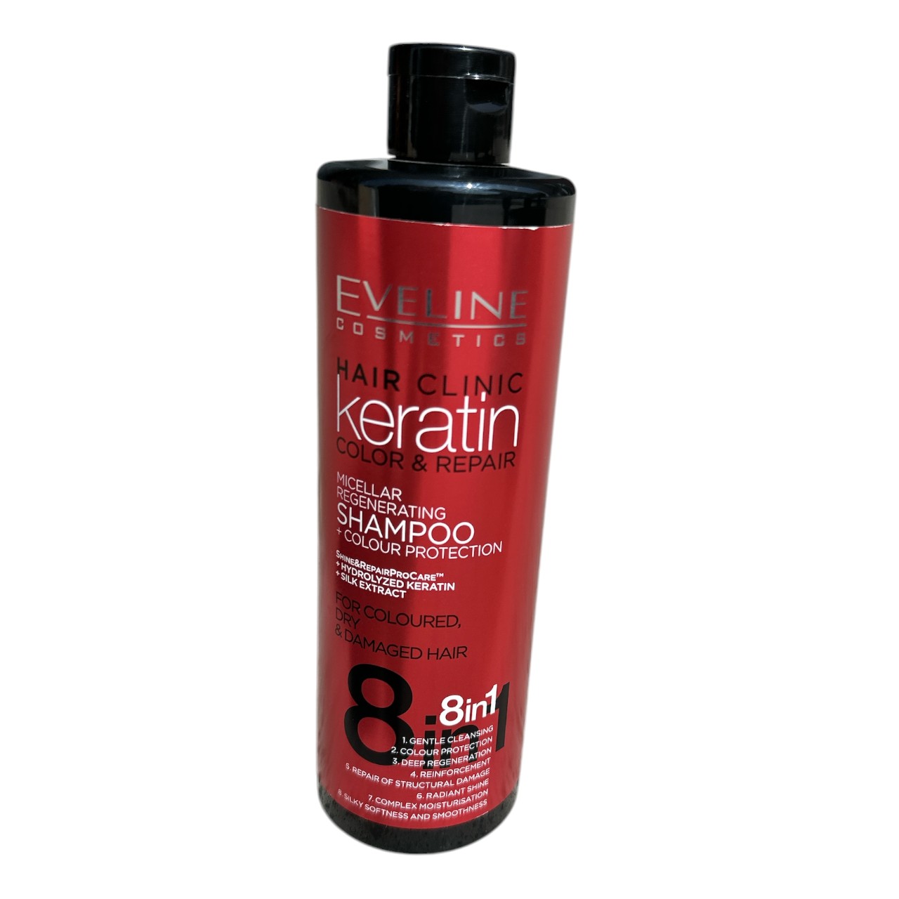 Sampon micelar de par cu keratina Eveline Color&Repair 8in1, 400 ml