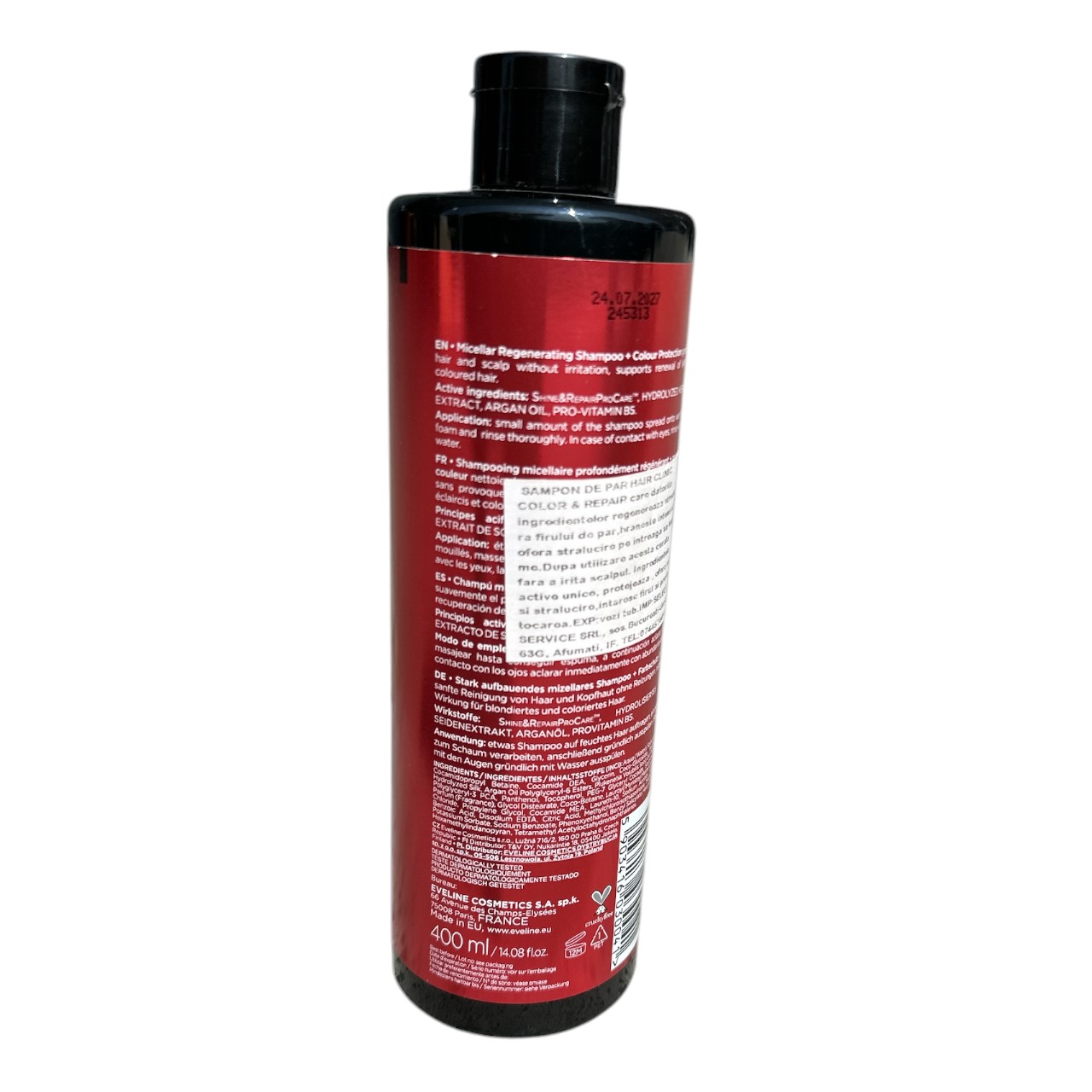 Sampon micelar de par cu keratina Eveline Color&Repair 8in1, 400 ml - imagine 2