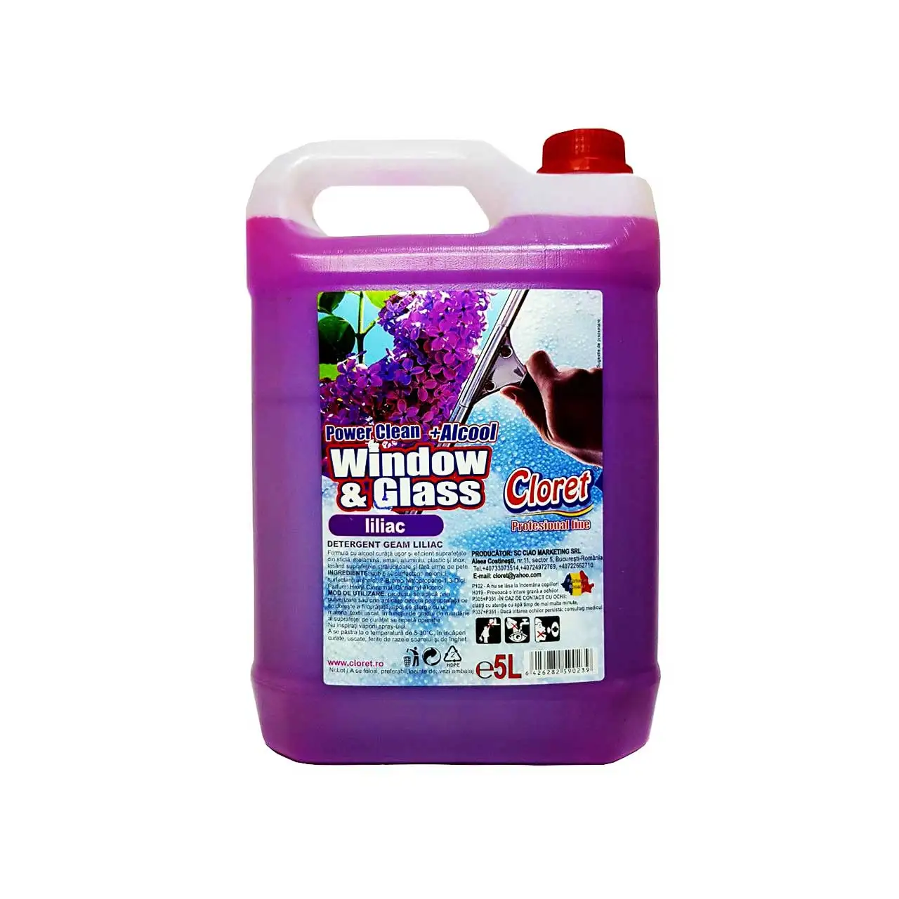 cloret solutie geamuri cu alcool liliac 5l 1