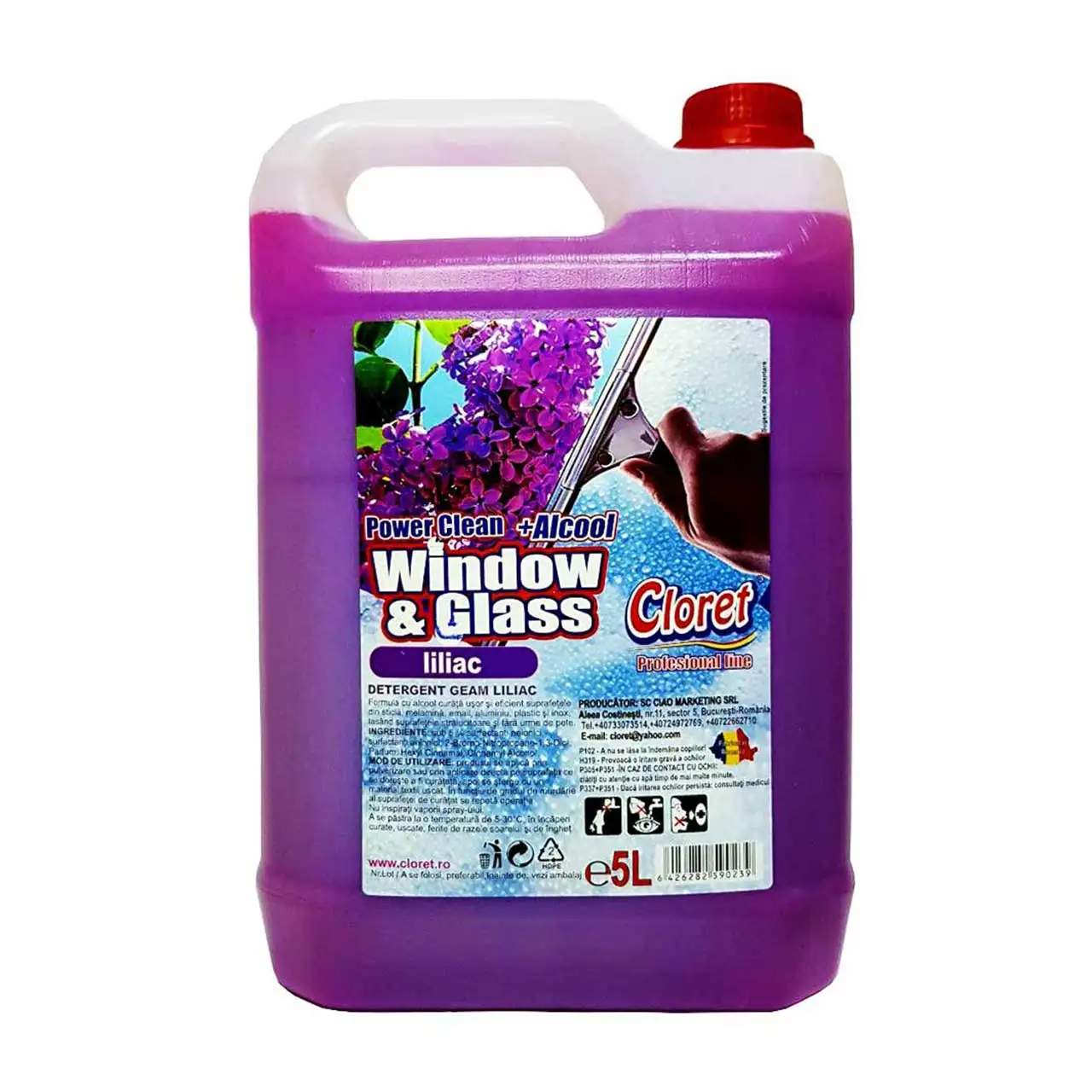cloret solutie geamuri cu alcool liliac 5l 2