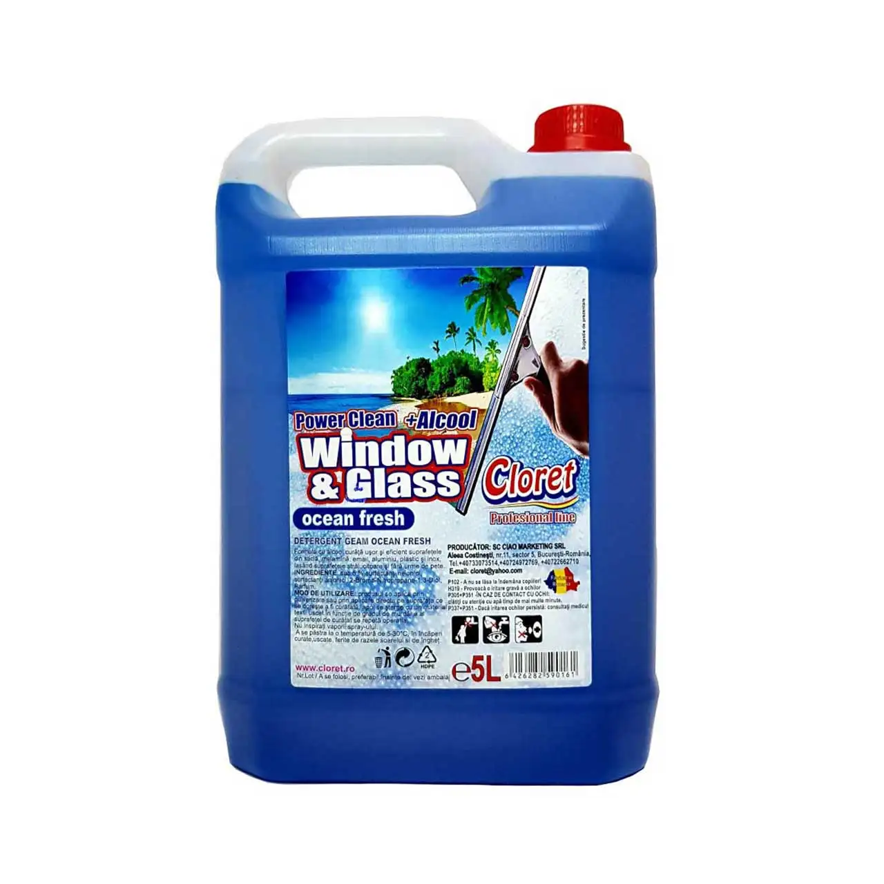 cloret solutie spalat geamuri ocean fresh 5l 1