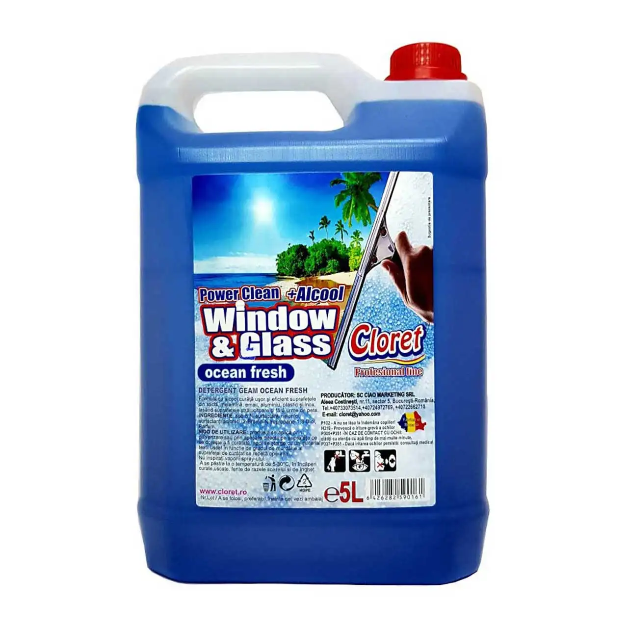 cloret solutie spalat geamuri ocean fresh 5l 2