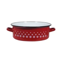 cratita emailata 6l cu capac rosie cu buline albe 2