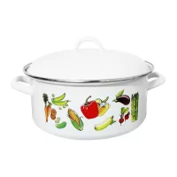 cratita emailata 7 l cu capac alba model legume 2