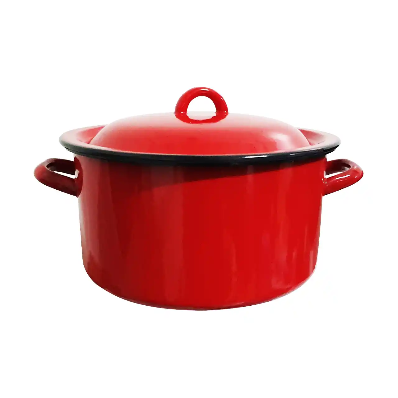 cratita emailata cu capac 10 l rosie 1