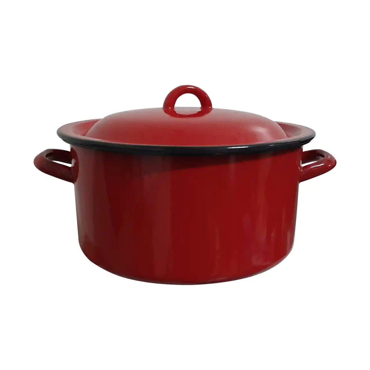 cratita emailata cu capac 7 litri inalta rosie 1