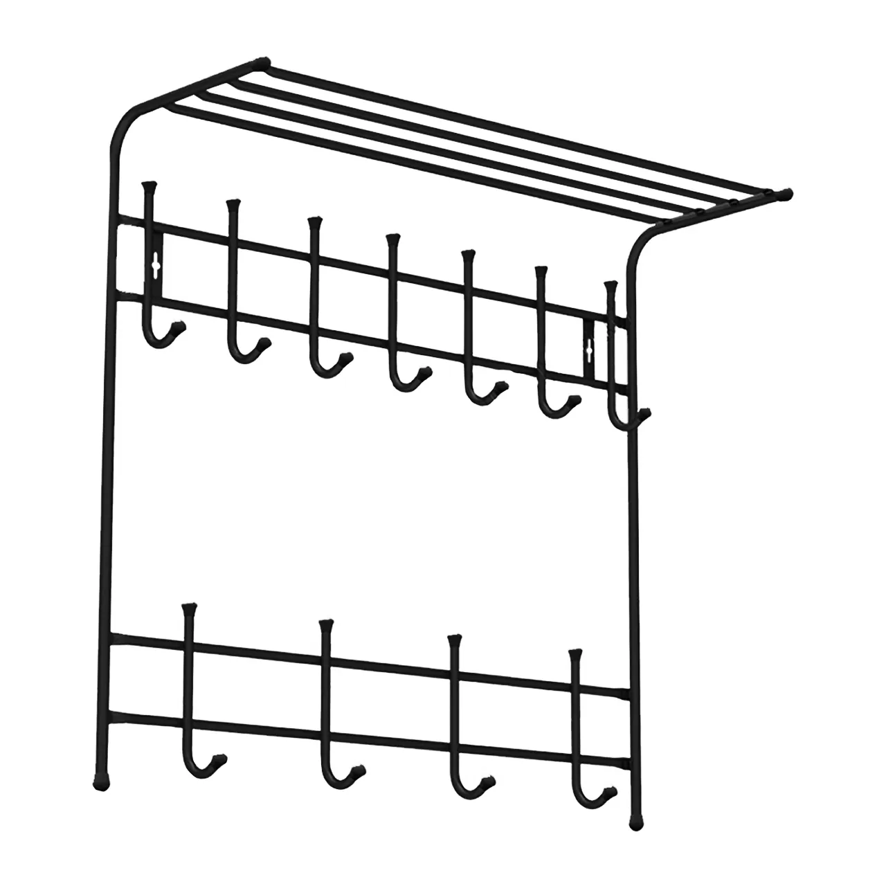 cuier de perete metalic negru mat 11 agatatori 2