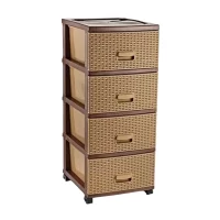 dulap plastic cu 4 sertare tip ratan maro crem 2