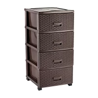 dulap plastic cu sertare ratan maro 2