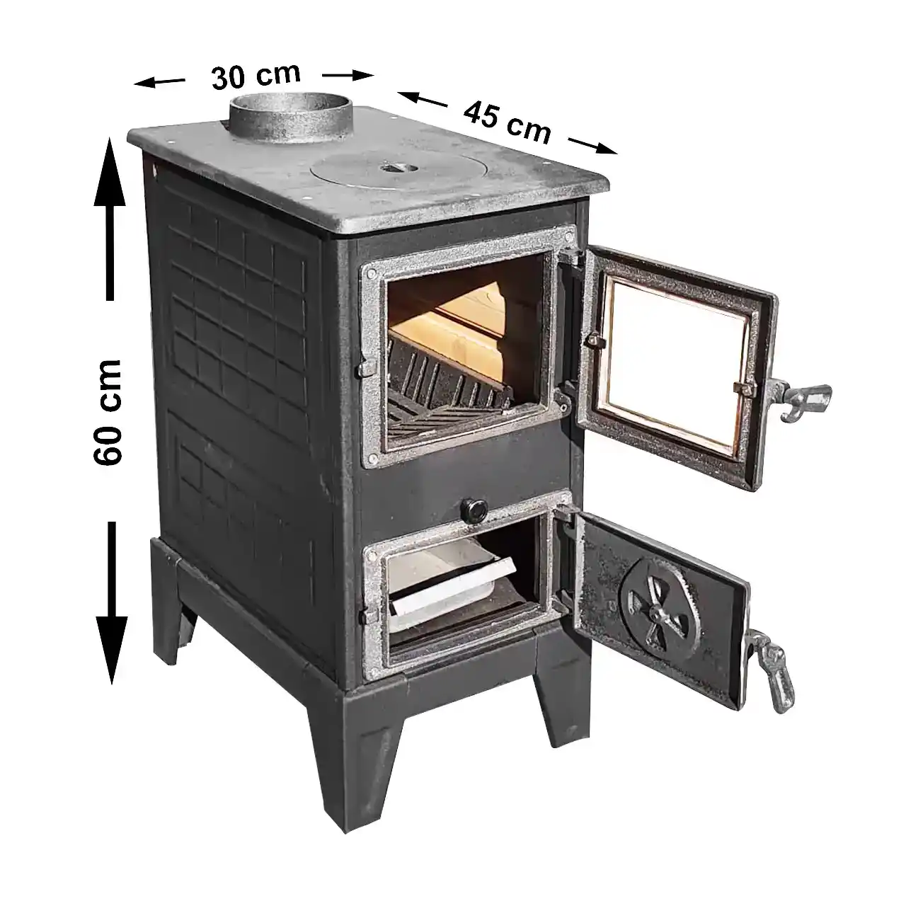 godin samotat soba pe lemne cu plita din fonta 11