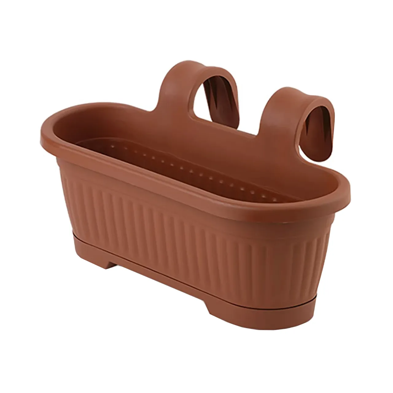 jardiniera cu agatatoare plastic maro 40x15x14 cm 1