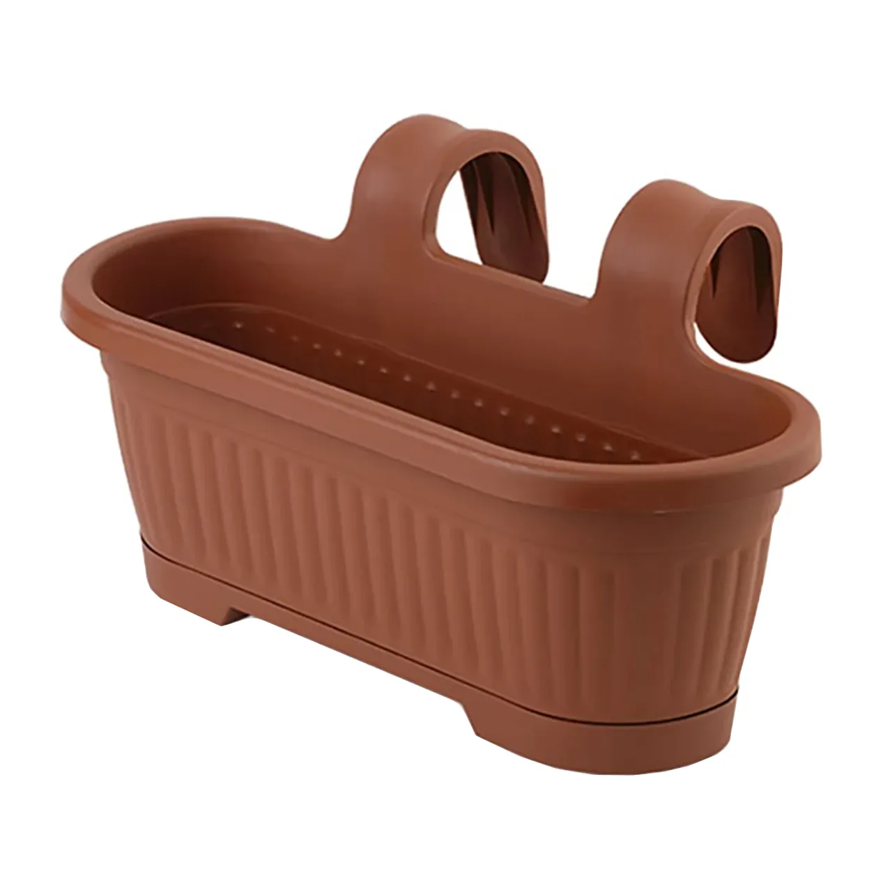jardiniera cu agatatoare plastic maro 40x15x14 cm 2