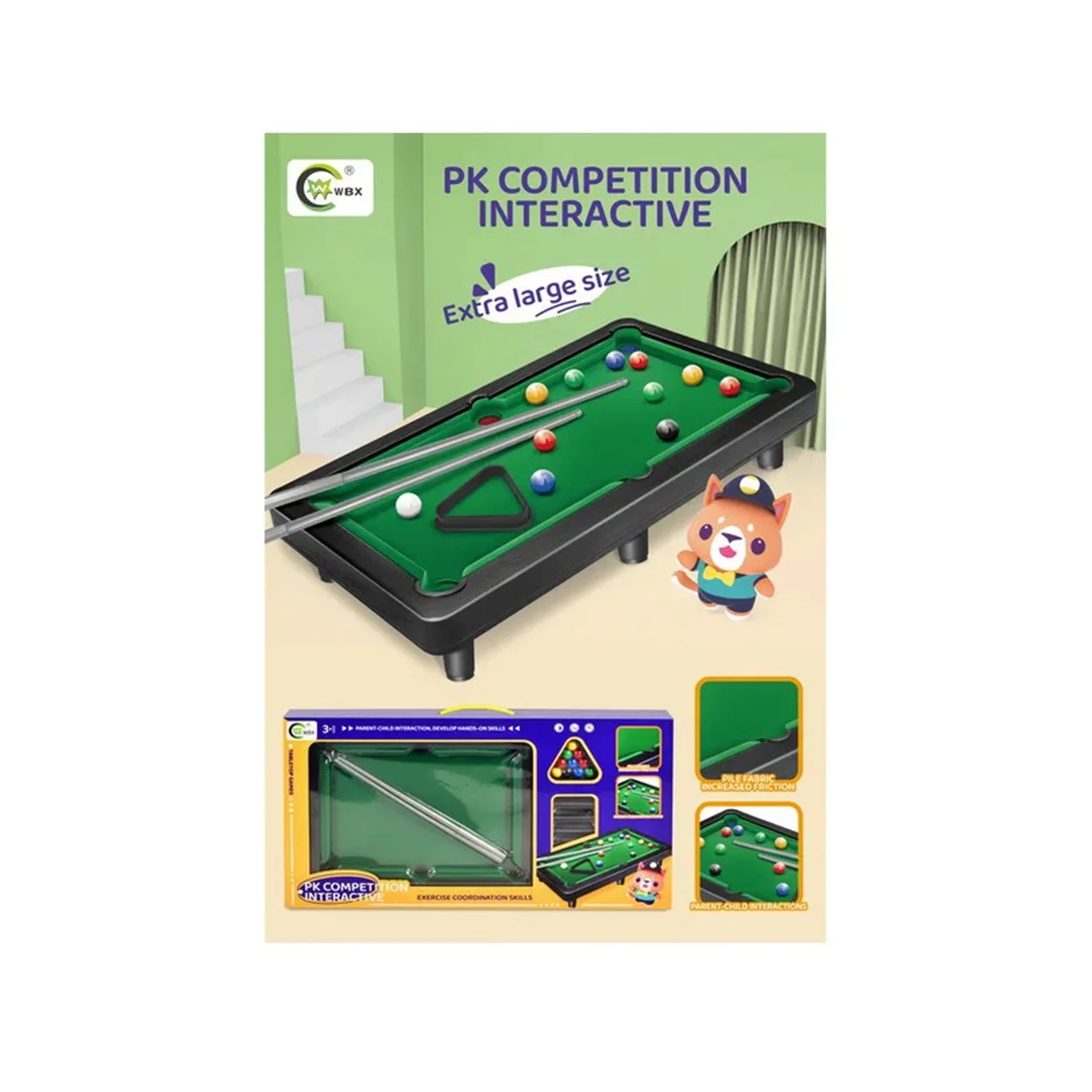 masa de biliard pentru copii verde negru 1