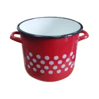 oala emailata 6 litri cu capac rosie cu buline resigilat 1