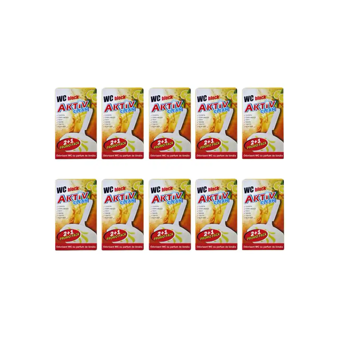 pachet 10x aktiv clean odorizant wc parfum de lamaie 1