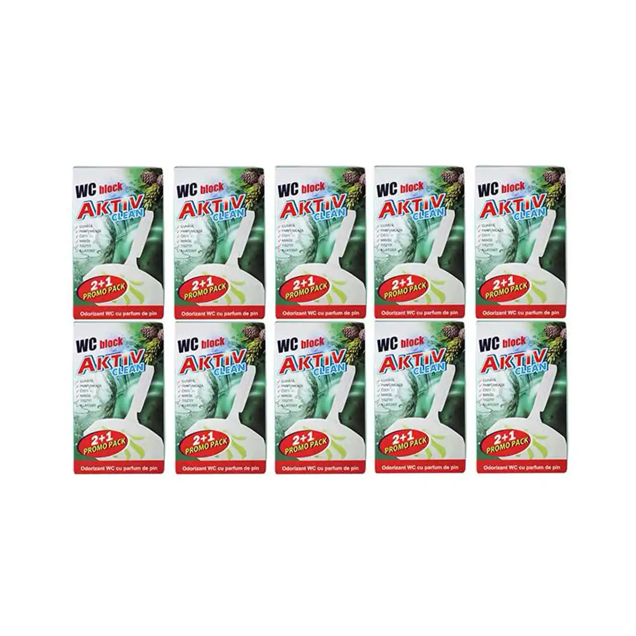 pachet 10x aktiv clean odorizant wc parfum de pin 1