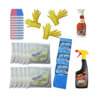 pachet 10x praf de curatat sano forte efekt bucatarie 3x manusi menaj 10x bureti hillox 3x laveta microfibre 1