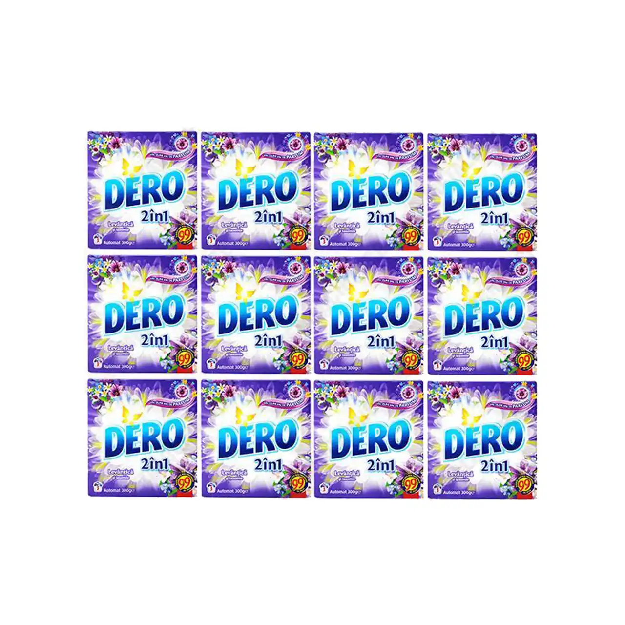 pachet 12 bucati dero 2 in 1 automat levantica si iasomie detergent de rufe la cutie 3 spalari 12 x 300g