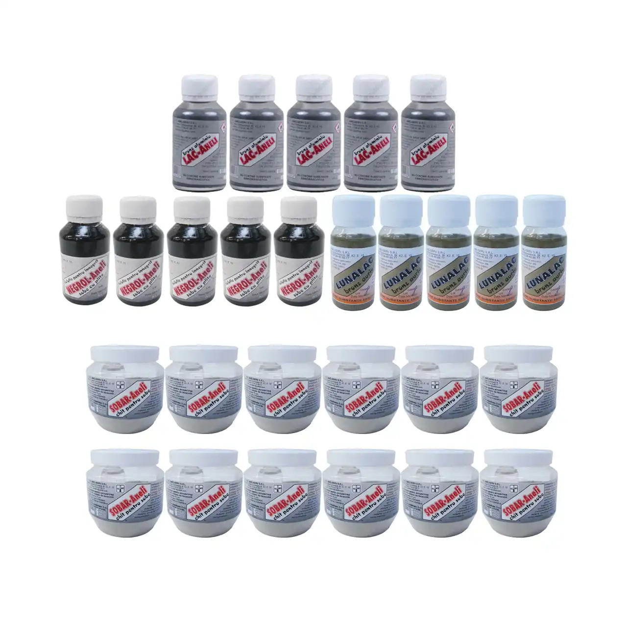 pachet 12 x chit de soba sobar aneli 250g 5 x bronz argintiu 100 ml 5 x bronz auriu 50ml 5 x solutie inegrit sobe 100 ml 1