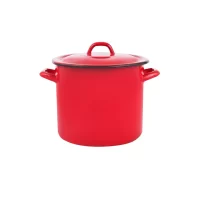 pachet 2 bucati oala emailata 15l rosie cu capac 2