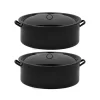pachet 2 x cratita emailata 15 litri cu capac neagra