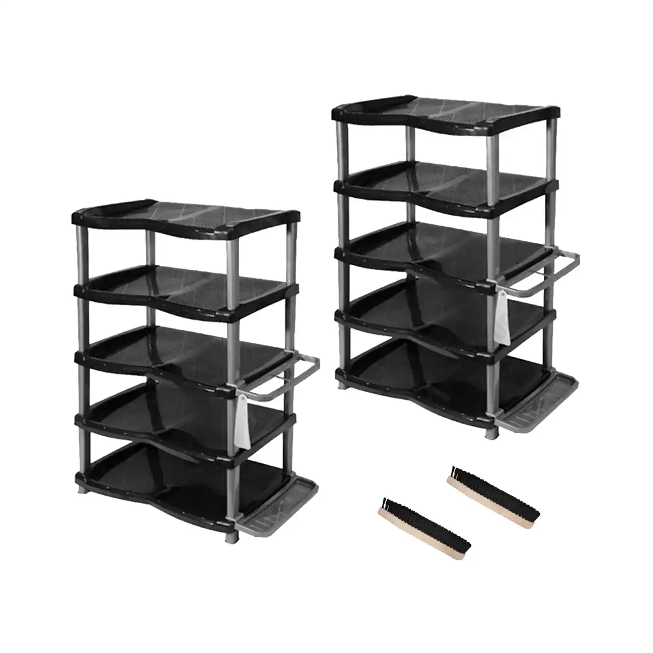 pachet 4 produse rafturi incaltaminte cu 4 etaje din plastic cu 2 perii pantofi cadou 1