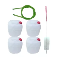 pachet 4x bidon plastic 10l perie spalat damigene furtun tras vin 1 5m 1