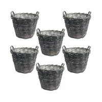 pachet 6 x cos damigeana din rachita 10 l cu manere